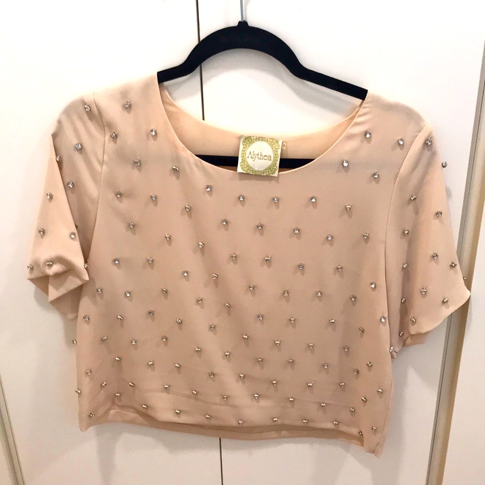 Rhinestone detail crop top